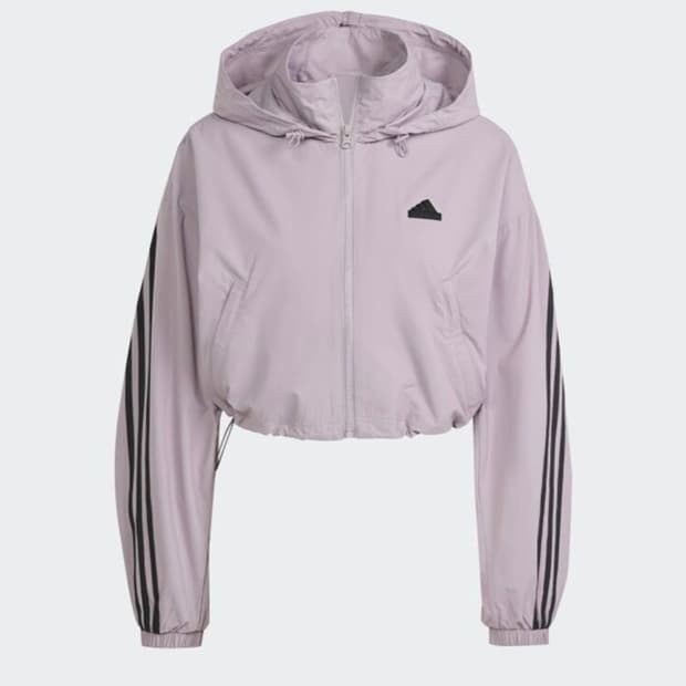 아디다스 여성 퓨처 아이콘 3S 윈드 레디 바람막이 크롭 자켓 퍼플