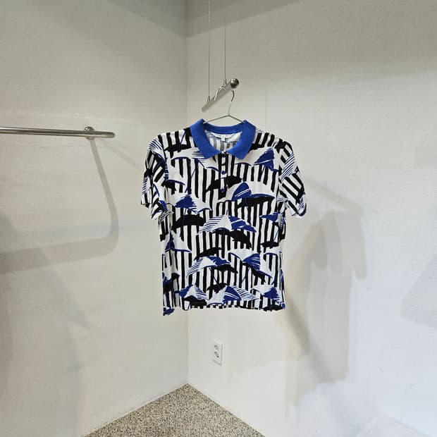 디올 패턴 카라 반팔 티셔츠