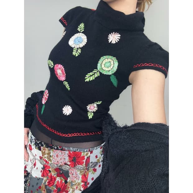 빈티지 오리엔탈 하프 니트