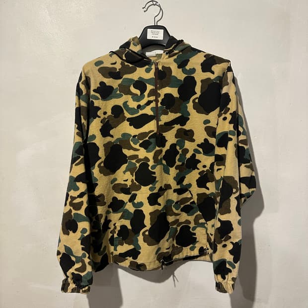 빈티지 90s 덕 카모 하프 후드집업