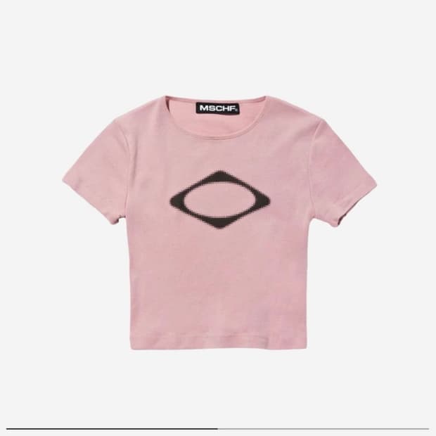 미스치프 롬버스 블러 티셔츠 더스티핑크m