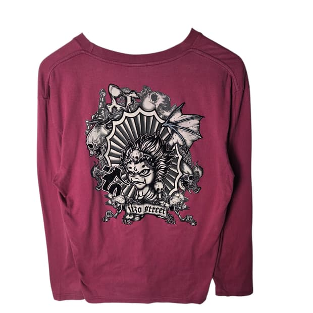 [Jizo Bosatsu] 빈티지 스컬 그래픽 프린팅 롱슬리브