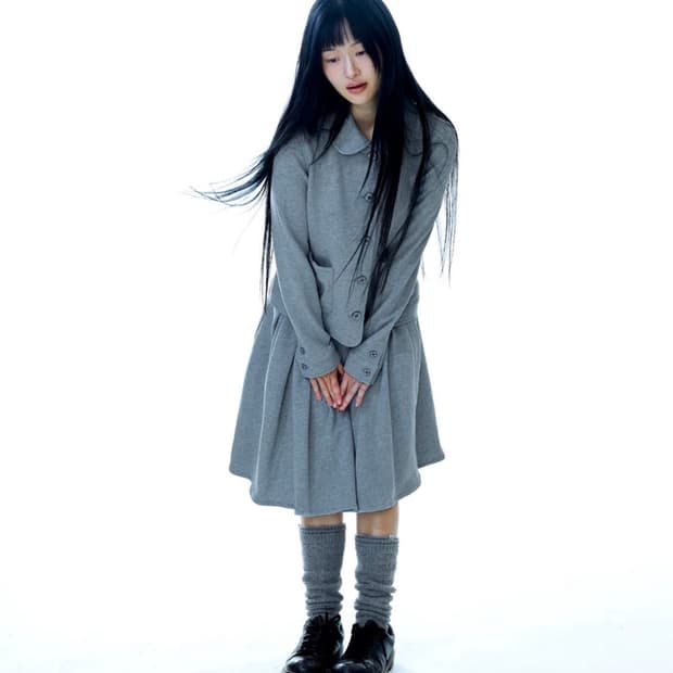 코이세이오 cozy sweat wrap skirt 멜란지그레이