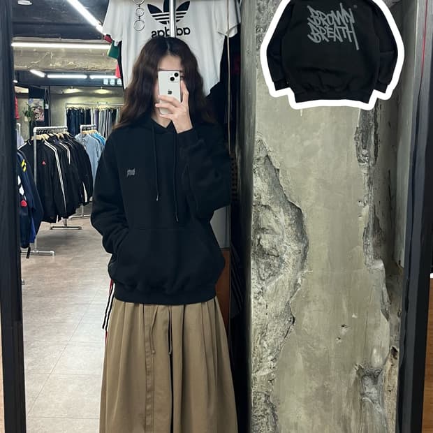 브라운 브레스 기모 후드티 블랙 S #csz2535