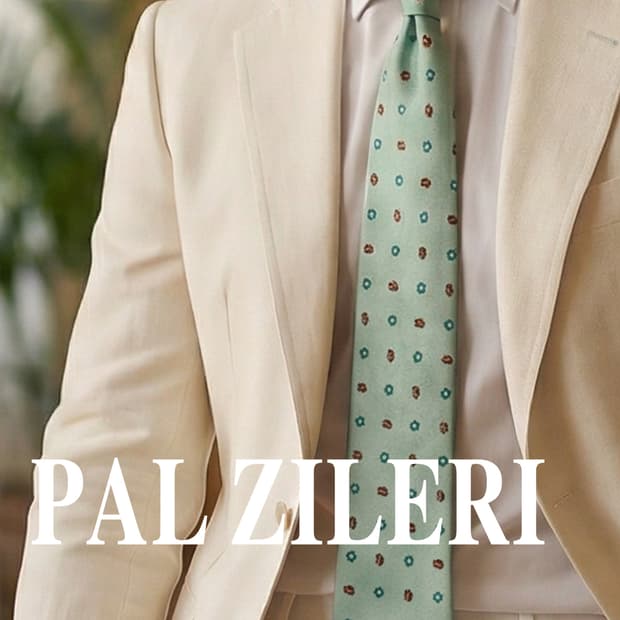 빨질레리 실크 민트 플라워 패턴 넥타이 9.4cm A등급 A19584
