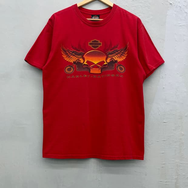 할리데이비슨 00s 스컬 윙 그래픽 티셔츠