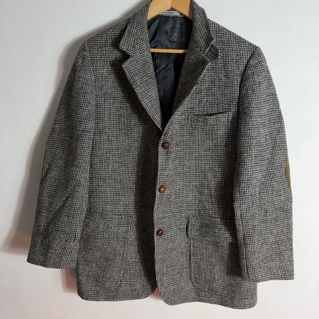 90s 에디바우어 콜라보 해리스트트위드 헤링본 울자켓(Free)