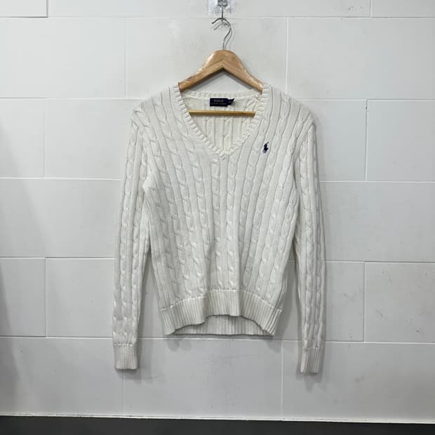 폴로 브이넥 꽈배기 니트