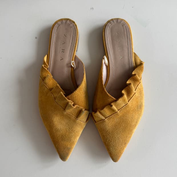 Zara Suede Flat Mules