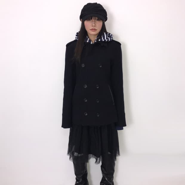 Jpn Navy Double-Breasted Wool Coat