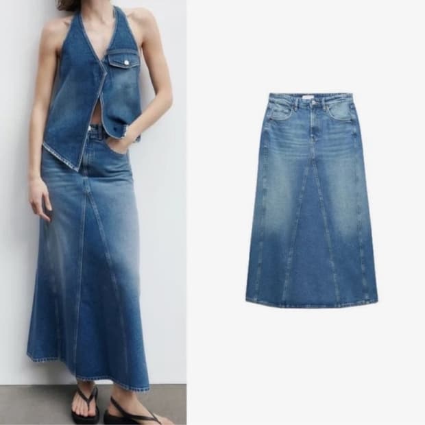 자라 zara 데님 롱스커트