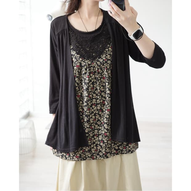  Vintage floral layered cardigan