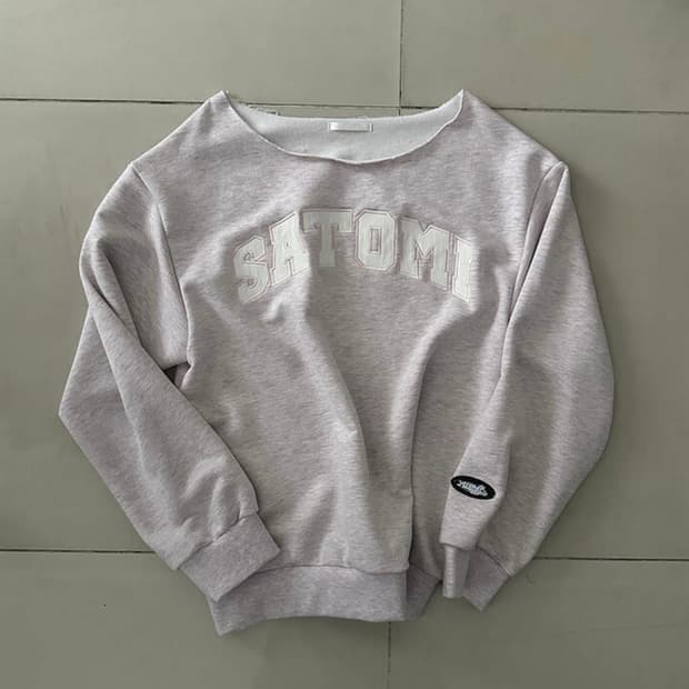 사토미라디오 맨투맨 One-shoulder patchwork MTM