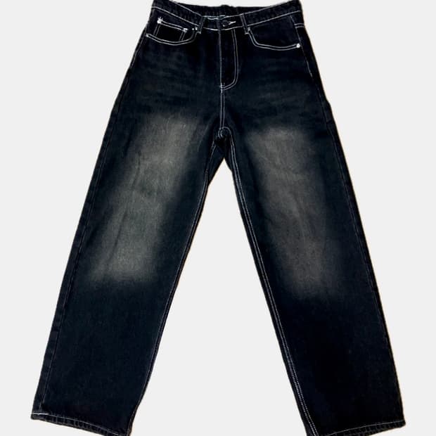 트릴리온 프론트 워싱 와이드 데님 