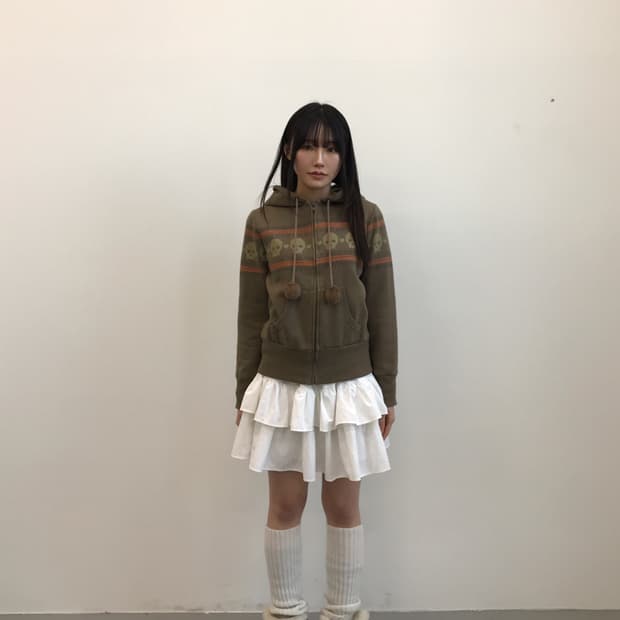 Jpn Fairy Grunge Skull PomPom Hoodie zip