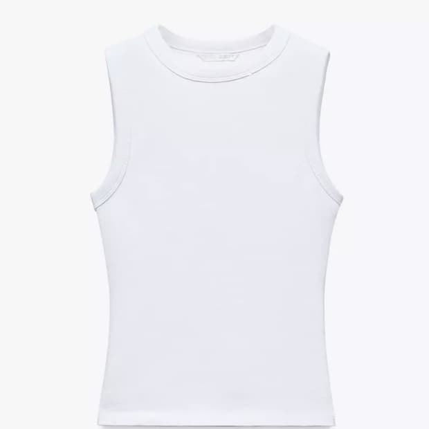 ZARA 자라 리브드 탑 화이트 S