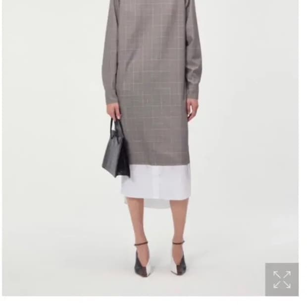 렉토 셔츠 레이어드 체크 롱드레스 