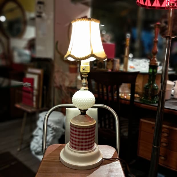 빈티지 미국 레드체크무늬 조명