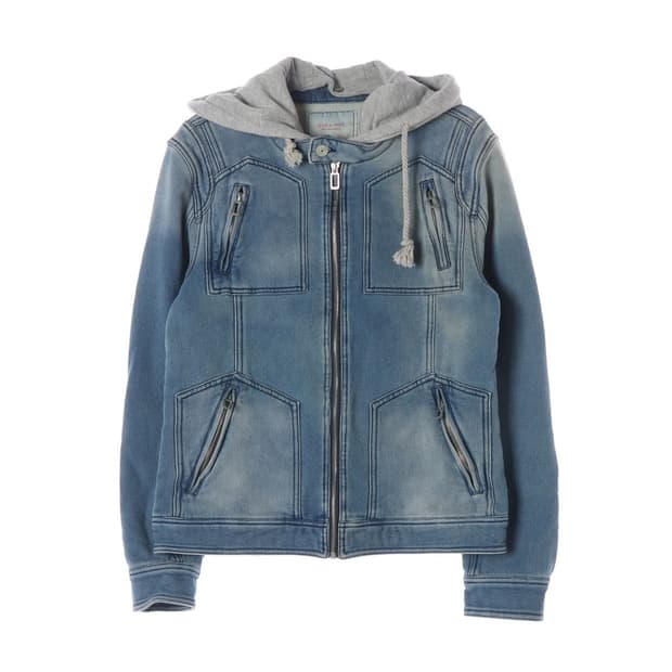 자라 맨 니트 웨븐 후드 데님 자켓 L