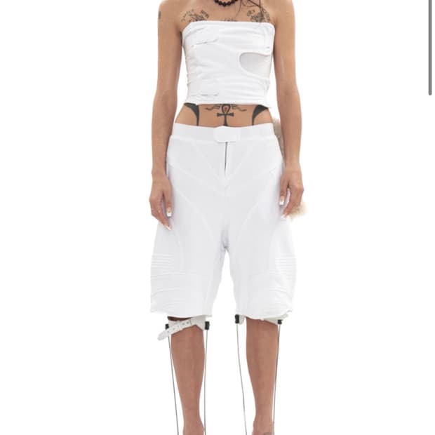 604서비스 BIKER BANDING SWEAT SHORT IN WHIT