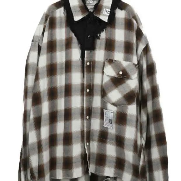 미하라 야스히로 디스트레스드 플레이드 롱슬리브셔츠44