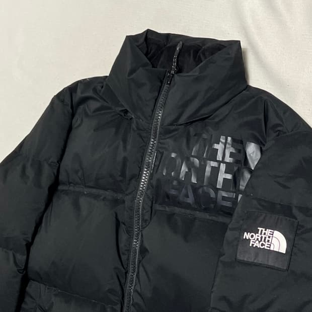 M 노스페이스 블랙 로고 눕시 패딩