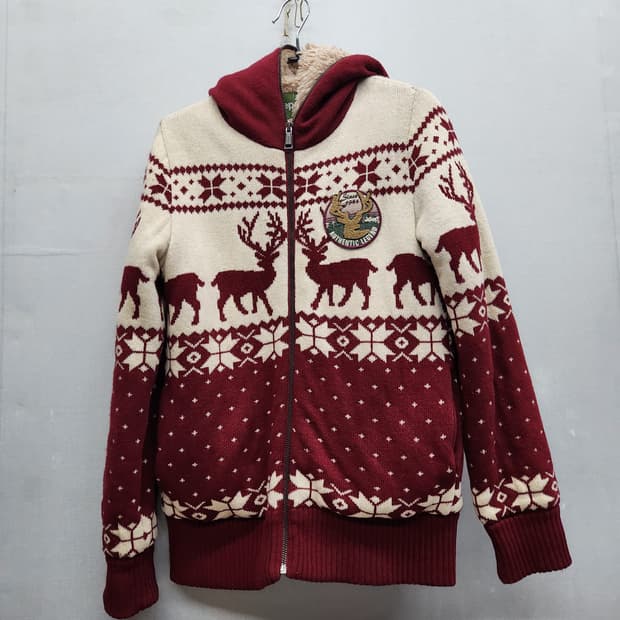 JEEP 지프 노르딕 패턴 풀오버 니트 양털 후드집업 S(S~M)