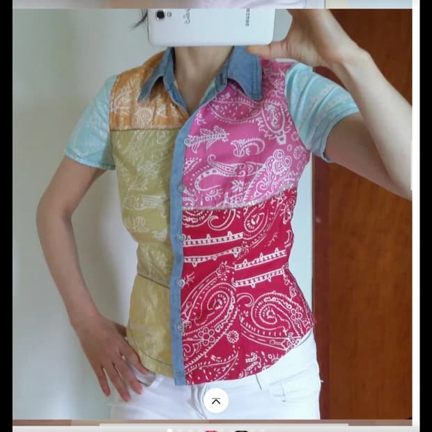 오일릴리  패치워크 스팽글 셔츠