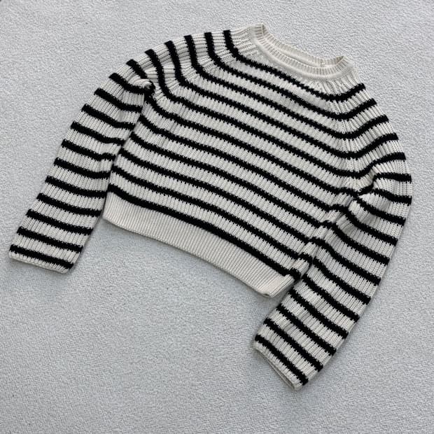 M 자라 스트라이프 크루넥 스웨터 0319E