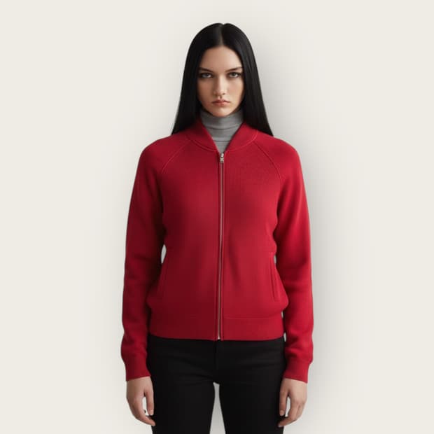 42/ 로로피아나 견 블랜딩 와플 니트 집업