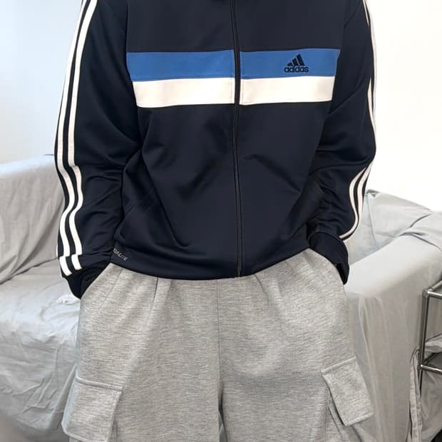 아디다스 올드스쿨 화이트 네이비 트랙탑 져지 XL