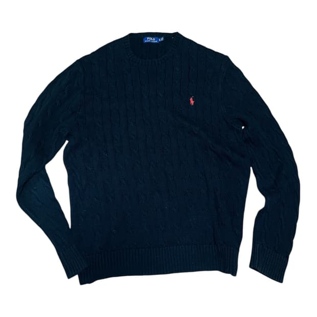 폴로 레드 포니 케이블 니트 블랙