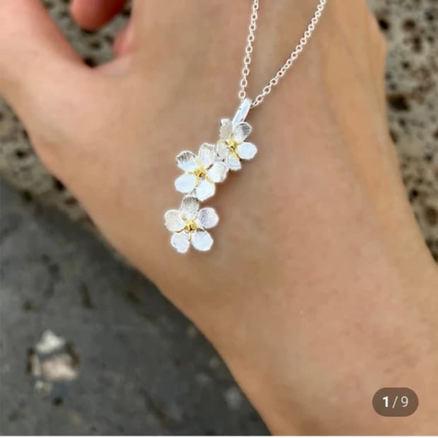 Stone & i 실버 925 벚꽃 펜던트 목걸이