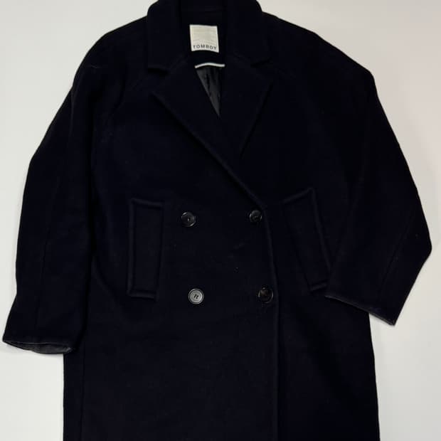 여성 톰보이 Tomboy 블랙 더블 울 코트