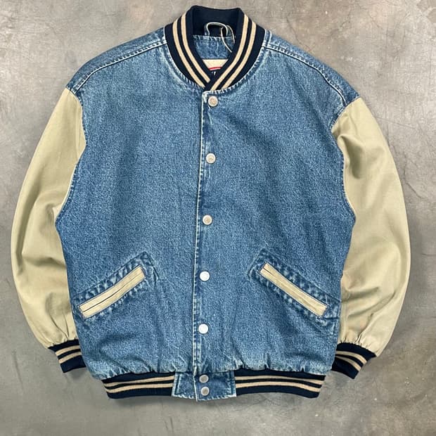 90-00s 갭 데님 바시티 자켓