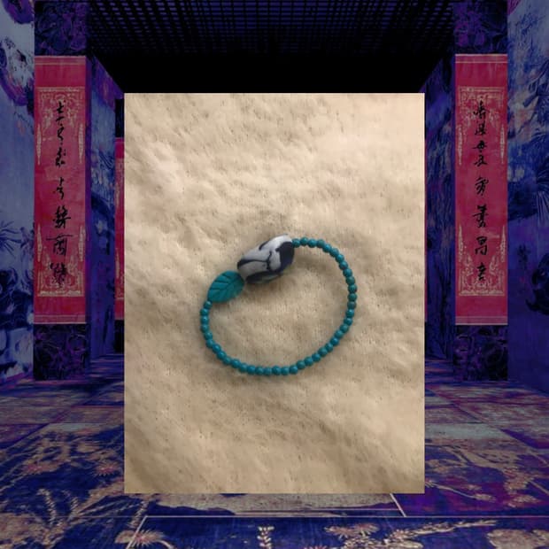 오리엔탈 핸드메이드 빈티지 팔찌 동양풍 블루 키링 챰