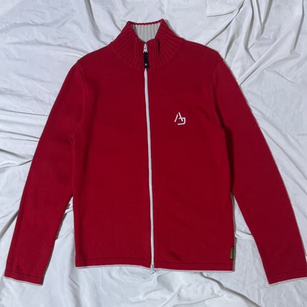 90s 알마니 진스 라나 버진울 니트집업 armani jeans