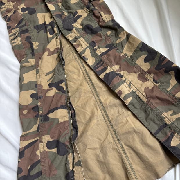 Moussy 락시크 y2k 펑크 갸루 지퍼디테일 트임 카모 맥시 롱스커트