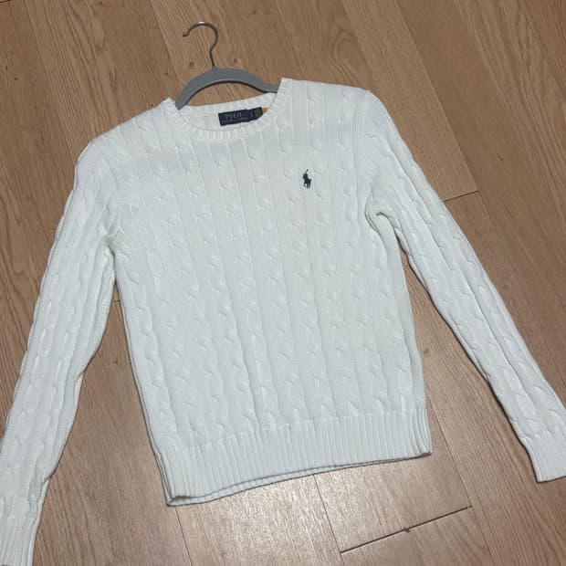 (급처나중에가격올림(정품qr)폴로랄프로렌 케이블 니트 화이트