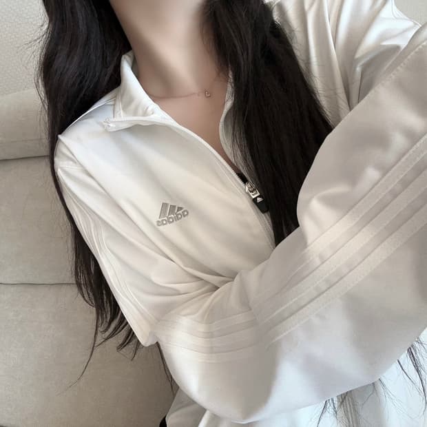 아디다스 화이트 실버 바람막이 (골프 라인) 