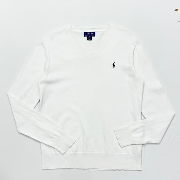 Polo 폴로랄프로렌 V넥 화이트 니트
