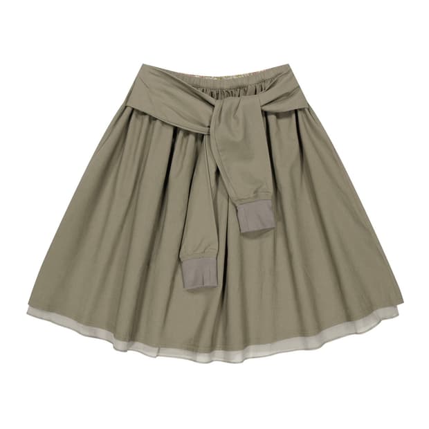 코이세이오 STRAP SHIRRING SKIRT ASH BROWN