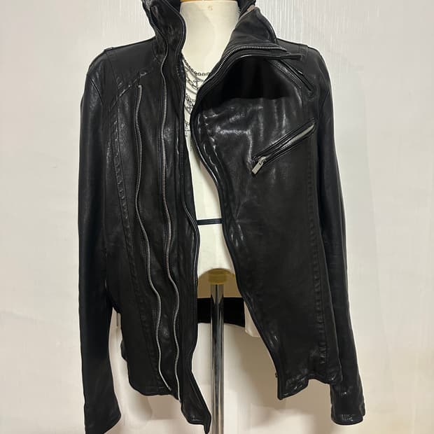 asymmetric italy lamb leather jacket