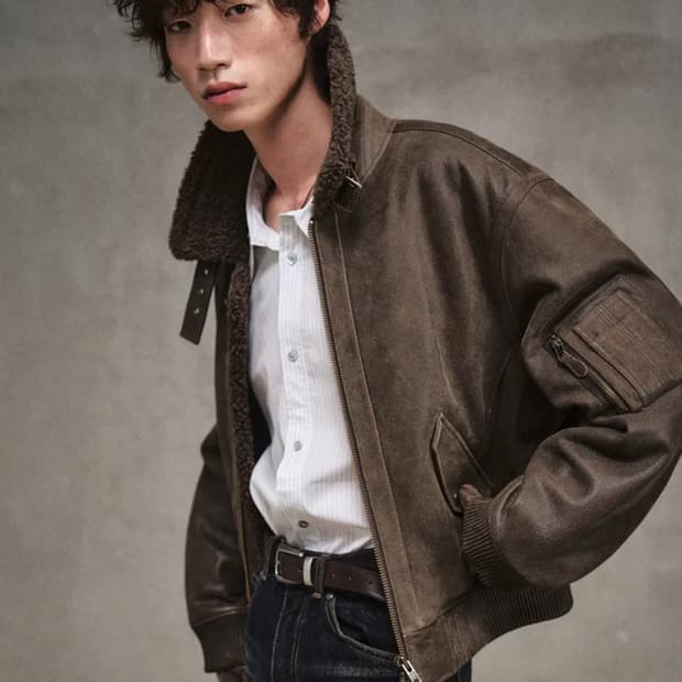 엘무드 A2 에비에이터 카우 하이드 무스탕 자켓 탠 브라운