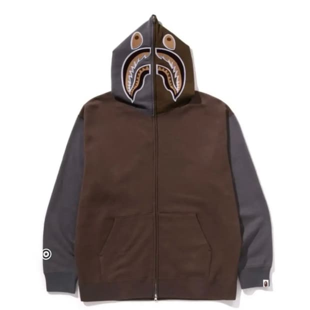 베이프 샤크 풀 지퍼 후드 티셔츠 #2 베이지 M