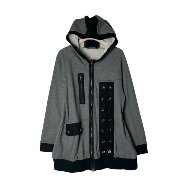 [ALGONQUINS] 알곤퀸즈 본디지 디테일 펑크 후드집업