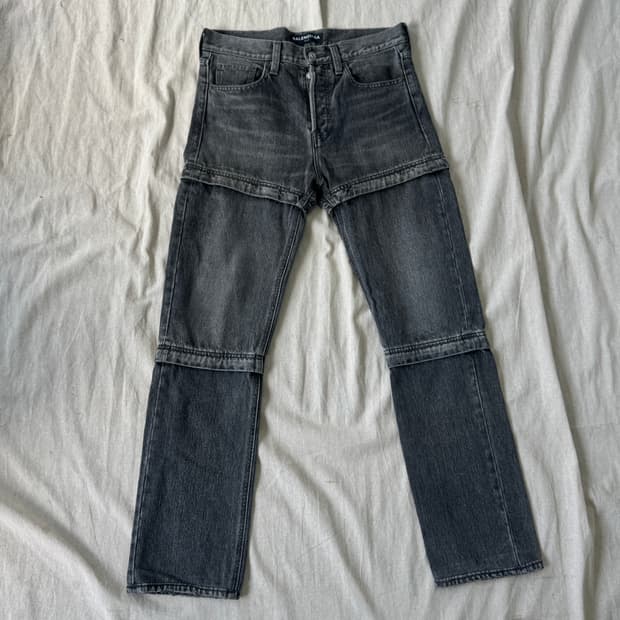 발렌시아가 3in1 지퍼 슬림 흑청 데님팬츠 29(30)