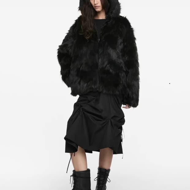 나체 리버시블 후디 퍼자켓 블랙 0