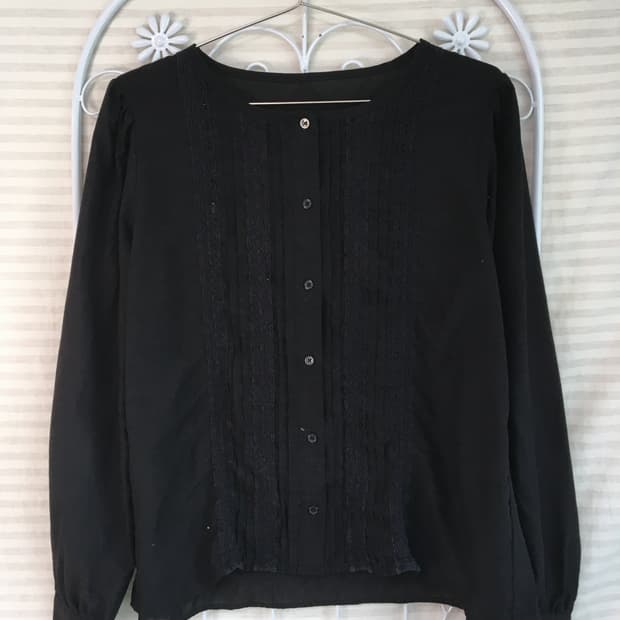 빈티지 블랙 레이스 블라우스 y2k 스트릿 갸루 펑키 일본빈티지697