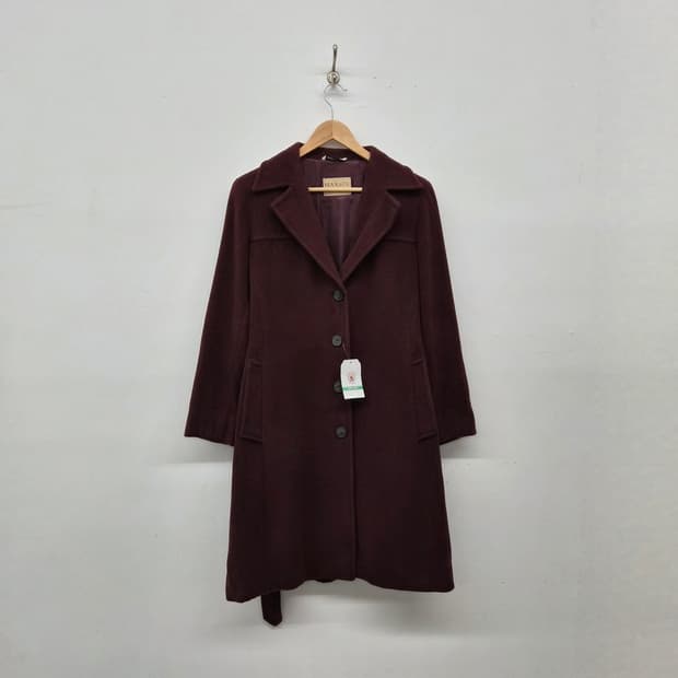 막스엔코 버건디 울 코트 여성 S